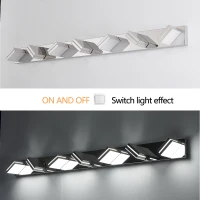 Energy-Efficient 7-Light Wall Sconce with Geometric Lamp Heads, Chrome LED Vanity Light for Bathroom, Mirror, 55" L x 4.5" W x 5" H, Silver(m-4)