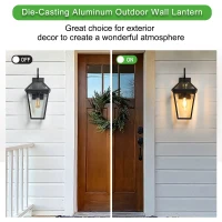21" Outdoor Wall Lantern Light 2-Pack with Weather Resistant, Modern Metal, Glass Sconce for Porch and Patio, 24" L x 10" W x 21" H, Black(m-6)