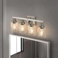 24" Modern 4-Light Bathroom Vanity Light Fixture with Clear Glass Shades, Easy Installation, Perfect for Mirror, Dressing Table, Brushed Nickel(m-10)