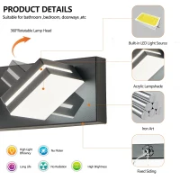 Modern Energy-Efficient 6-Light Wall Sconce with Geometric Design, LED Vanity Light for Bathroom, Makeup Areas, 47" L x 4.5" W x 5" H, Black(m-7)