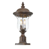 Vintage Outdoor Lamp Post Light with Clear Glass Shade, Classic Bronze Finish, Ideal for Yard, Porch, 10" L x 10" W x 21" H, Brown+Bronze(m-2)