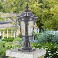 Retro Solar Light with Dimmable LED with Vintage Design, Automatic Lighting Function, Easy Installation, 9" L x 9" W x 18.5" H, Black(m-9)