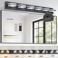 40" Modern 6-Light LED Vanity Light with Dimmable Function, Sleek Bathroom Wall Fixture, Energy-Efficient, 40.5" L x 4.5" W x 5" H, Black(m-6)