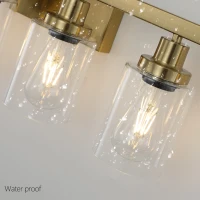 37" 6-Light Vanity Light with Clear Glass Shades, Easy Installation, Modern Iron Metal Bathroom Wall Fixture for Mirror, 37" L x 6" W x 9" H, Golden(m-4)