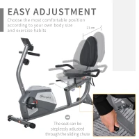 Soozier Recumbent Exercise Bike Indoor Magnetic Fitness Training Bike Stationary Workout Cycling Bike with 8 Adjustable Resistance, Pad Holder Bottle Holder LCD Monitor, Grey(m-6)