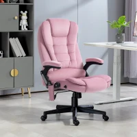 Vinsetto Reclining Massage Office Chair, Executive Office Chair with High Back, Swivel Wheels, Pink(m-8)