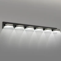 Modern Energy-Efficient 6-Light Wall Sconce with Geometric Design, LED Vanity Light for Bathroom, Makeup Areas, 47" L x 4.5" W x 5" H, Black(m-11)