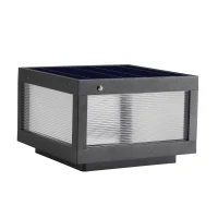 12" Solar Powered LED Post Cap Light with IP65 Waterproof, Modern Outdoor Fence Light for Pathways, Decks, Patios, 12" L x 12" W x 8" H, Black(m-2)