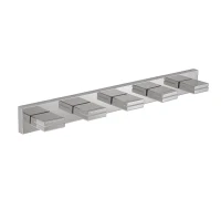 Minimalist 5-Light Wall Sconce with Geometric Lamp Heads, Sleek Chrome LED Vanity Light for Bathroom, Corridor, 40.5" L x 4.5" W x 5" H, Silver(m-2)