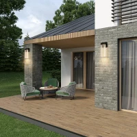 2-Pack Outdoor Wall Light Fixture with Bubble Crystal and Light Sensor, Weatherproof LED Wall Sconce, 12W Per Lamp, 3.5" L x 4.5" W x 12" H, Black(m-10)