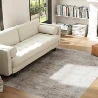 HOMCOM Machine Washable Area Rug 4x6, Non-Slip Traditional Floor Carpet for Living Room, Bedroom, Light Mixed-Brown(m-3)