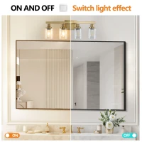 24" 4-Light Vanity Light with Clear Glass Shades, Modern Iron Bathroom Wall Fixture for Mirror, Dressing Table, 24" L x 6" W x 9" H, Golden(m-4)
