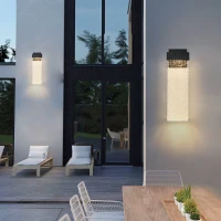 Modern Outdoor Wall Light Fixture with Bubble Crystal, Weatherproof LED Wall Sconce, Up and Down Lighting, 4" L x 5.5" W x 18" H, Black(m-10)