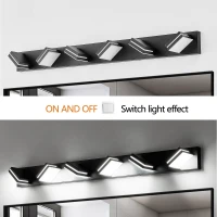 Modern Energy-Efficient 6-Light Wall Sconce with Geometric Design, LED Vanity Light for Bathroom, Makeup Areas, 47" L x 4.5" W x 5" H, Black(m-5)