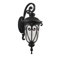 Classic Outdoor Wall Lantern with Bubble Glass, Vintage Wall Sconce, Weatherproof Exterior Light Fixture for Porch, 9.5" L x 12" W x 23" H, Black(m-2)