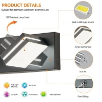 Energy-Saving 5-Light Wall Sconce with Geometric Lamp Heads, Minimalist LED Vanity Light for Bathroom, Toilets, 40.5" L x 4.5" W x 5" H, Black(m-7)