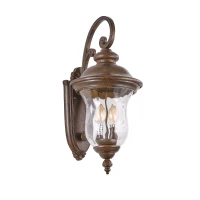 Vintage Outdoor Wall Lantern with Clear Glass Shade, Waterproof Wall Mount Fixture for Patio, Porch, 14" L x 10" W x 22" H, Brown+Bronze(m-2)