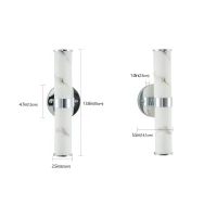 Set of 2 Resin Imitation Marble Wall Sconce, Modern Vertical Light Fixture for Bathrooms, Hallways, Bedrooms, 5" L x 5.5" W x 14" H, Silver(m-3)