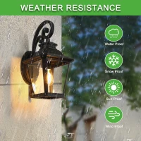 Outdoor Wall Lantern Light with Decorative Scroll Design, Clear Glass Sconce, Weather-Resistant Aluminium, 14" L x 11" W x 21" H, Black(m-4)