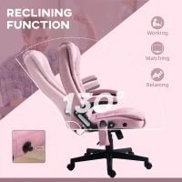 Vinsetto Reclining Massage Office Chair, Executive Office Chair with High Back, Swivel Wheels, Pink(m-7)