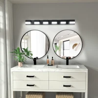 Modern Bathroom Vanity Lighting with 6-Light LED, Mirror Bath Wall Fixture, Dimmable, Energy-Saving, 46.5" L x 3.5" W x 4.5" H, Black(m-9)