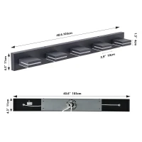 Energy-Saving 5-Light Wall Sconce with Geometric Lamp Heads, Minimalist LED Vanity Light for Bathroom, Toilets, 40.5" L x 4.5" W x 5" H, Black(m-3)