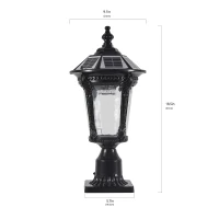 Retro Solar Light with Dimmable LED with Vintage Design, Automatic Lighting Function, Easy Installation, 9" L x 9" W x 18.5" H, Black(m-3)