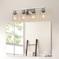 24" Modern 4-Light Bathroom Vanity Light Fixture with Clear Glass Shades, Easy Installation, Perfect for Mirror, Dressing Table, Brushed Nickel(m-8)