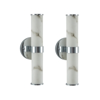 Set of 2 Resin Imitation Marble Wall Sconce, Modern Vertical Light Fixture for Bathrooms, Hallways, Bedrooms, 5" L x 5.5" W x 14" H, Silver