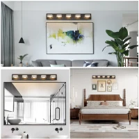 Modern 5-Light LED Vanity Light with Iron and Acrylic, Dimmable Bathroom Wall Fixture, Ideal for Mirror Lighting, 33.5" L x 4.5" W x 5" H, Black(m-9)