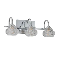 17" Elegant 3-Light Bathroom Fixture with Clear Glass Shades, Brushed Nickel Finish, Vintage Crystal Vanity Light, 17.5" L x 7" W x 6.5" H, Silver(m-2)
