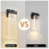 Modern Outdoor Wall Light Fixture with Bubble Crystal, Weatherproof LED Wall Sconce, Up and Down Lighting, 4" L x 5.5" W x 18" H, Black(m-6)
