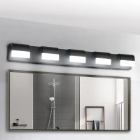 Modern Bathroom Vanity Lighting with 5-Light LED, Mirror Wall Fixture, Dimmable, Energy-Saving, 38" L x 3.5" W x 4.5" H, Black(m-7)