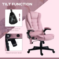 Vinsetto Reclining Massage Office Chair, Executive Office Chair with High Back, Swivel Wheels, Pink(m-6)