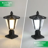 2-Pack Solar Powered Outdoor Lantern with LED, Modern Garden Light for Pathways, Yards, and Driveways, 8" L x 8" W x 15" H, Black(m-7)