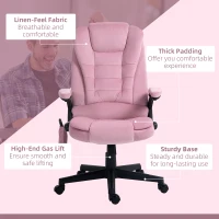 Vinsetto Reclining Massage Office Chair, Executive Office Chair with High Back, Swivel Wheels, Pink(m-10)