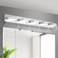 Minimalist 5-Light Wall Sconce with Geometric Lamp Heads, Sleek Chrome LED Vanity Light for Bathroom, Corridor, 40.5" L x 4.5" W x 5" H, Silver(m-1)
