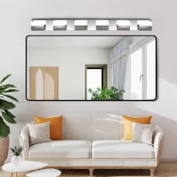 Modern Bathroom Vanity Lighting with 6-Light LED, Mirror Bath Wall Fixture, Stainless Steel, 46.5" L x 3.5" W x 4.5" H, Chrome(m-8)
