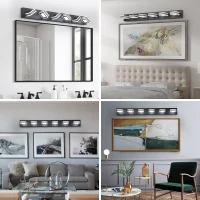 40" Modern 6-Light LED Vanity Light with Dimmable Function, Sleek Bathroom Wall Fixture, Energy-Efficient, 40.5" L x 4.5" W x 5" H, Black(m-9)