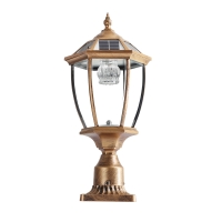 Solar Powered LED Outdoor Lantern with Elegant Glass Design, Vintage Garden Light for Pathways, Yards, Patios, 9.5" L x 9.5" W x 20" H, Bronze