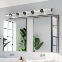 Modern Bathroom Vanity Lighting with 6-Light LED, Mirror Bath Wall Fixture, Stainless Steel, 46.5" L x 3.5" W x 4.5" H, Chrome(m-7)