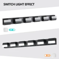 Modern Bathroom Vanity Lighting with 6-Light LED, Mirror Bath Wall Fixture, Dimmable, Energy-Saving, 46.5" L x 3.5" W x 4.5" H, Black(m-4)
