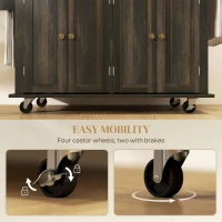 HOMCOM Kitchen Island Cart with Rubber Wood Top, Rolling Kitchen Island Table on Wheels with Drawers, Adjustable Shelves, Spice Rack and Towel Rack for Dining Room, Brown Oak(m-7)