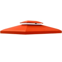 Outsunny 13' x 10' Gazebo Replacement Canopy 2 Tier Top UV Cover Pavilion Garden Patio Outdoor, Rust Red (TOP ONLY)(m-2)