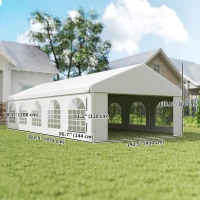 Outsunny 32'x16' Large Patio Gazebo, Steel Party Event Wedding Tent Canopy Carport Garage W/ 4 Removable Sidewalls for Outdoor Parking, White(m-3)