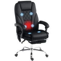 Vinsetto Massage Office Chair, Heated Reclining Computer Chair with Adjustable Height and Footrest, Black(m-11)
