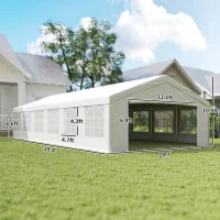 Outsunny 20 x 40 ft Heavy Duty Party Tent Outdoor Gazebo Wedding Tent Event Shelter Carport BBQ with Removable Sidewalls & Windows, Outside Waterproof Canopy for Parties, White(m-3)