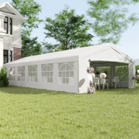 Outsunny 40'x20' Heavy Duty Large Party Tent & Carport with Removable Sidewalls, Windows, Portable Garage Canopy Tent, Sun Shade Shelter for Parties Wedding Outdoor Events, White(m-8)