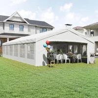 Outsunny 20 x 40 ft Heavy Duty Party Tent Outdoor Gazebo Wedding Tent Event Shelter Carport BBQ with Removable Sidewalls & Windows, Outside Waterproof Canopy for Parties, White(m-9)