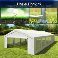 Outsunny 20 x 40 ft Heavy Duty Party Tent Outdoor Gazebo Wedding Tent Event Shelter Carport BBQ with Removable Sidewalls & Windows, Outside Waterproof Canopy for Parties, White(m-6)